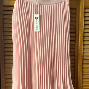 Kate Kasin Women's Pink Pleated A-Line Skirt